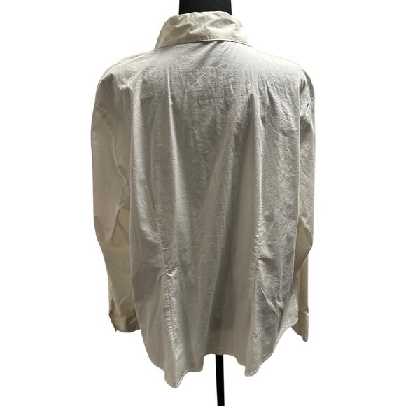 Bloomingdale’s White Button Down Ruffle Blouse - Size 18 EUC - Picture 3 of 8